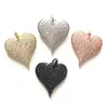 5pcs Cubic Zirconia Paved Heart Charms Pendant for Women Bracelet Necklace Bangle Making Gold Plated Handcraft Jewelry Accessory 240222