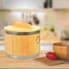 Dinnerware Sets Rice Bucket Sushi Barrel Mixing Bowl With Lid Wood Steamer Stainless Steel Display