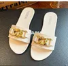 Chinelos Summner feminino dedo do pé aberto corrente de metal plano ao ar livre plus size slides sapatos para mulheres sandálias de praia casuais