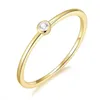 Pierścienie klastra 925 Srebrny złoty pojedynczy okrągły cyrkon Crystal elegancki damski pierścionek biżuterii ślub