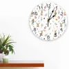 Wandklokken Pasen Lente Bloemen Planten Bladeren Ei Konijn Gedrukte Klok Moderne Stille Woonkamer Home Decor Hangend Horloge