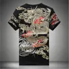 Chinese Style Embroidery Sequins Peacock Short Sleeve T Shirt Men Summer Quality Cotton Fashion Slim Luxury Camisetas M-5XL 240223