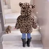 Jackets Baywell Children Baby Girl Clothes Winter Leopard Print Coat Kids Boy Lamb Wool Warm Hoodie Long Sleeved Hooded