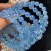 Dekoracyjne figurki Naturalne niebieskie bransoletka akwamarynowa ręcznie robiona kryształowa biżuteria stretch bangle darem urodzinowy 1pcs 9 mm