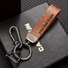 2024 pu Creative Simple Keychain Pendant Cool Key Chain Ring Hand Rope Bag Ornament High-end Fashion Retro Crazy Horse Leather Keychain Hanging