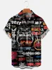 Camisas casuais masculinas 60s retro havaiano rockabilly camisa oversized stretch music car aloha