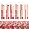 Gloss à lèvres 12 couleurs Matte Nud Lipliner Crayer Relupsticks Kit de longue durée de maquillage de maquillage à lèvres à lèvres brun et à ciel