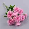 Fleurs décoratives 10 têtes 1 branche oeillet bouquet artificiel pour la maison fête de mariage décoration de table bricolage fête des mères soie fausse fleur