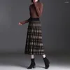 Skirts Elastic Waist Skirt Elegant Pleated A-line Midi With High For Women's Autumn Winter Wardrobe Commute