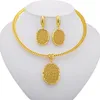 Set di orecchini per collana, orecchini pendenti con motivo ovale, color oro 24 carati, gioielli, abito da sposa marocchino, regalo di compleanno