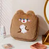 Storage Bags Cartoon Plush Square Makeup Bag For Girls Large Capacity Portable Cosmetic Ear Wash Pencil Case Winter