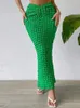 Kjolar streetwear kläder för kvinnor maxi hög midje klubb kläder design sommaren ruched grön