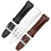 Genuine Leather Strap For Watchband 17mm 19mm Sweatproof Bracelet Belt with Steel Stainless Clasps Men Watch Accessories 240221