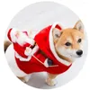 Katzenkostüme, Weihnachten, Haustierkleidung, festliches Kostüm, Weihnachtsmann, reitet auf Band, warmer karierter Mantel, Urlaubsoutfit für Hunde