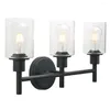 Vägglampa permo 3 lampor industriell sconce mablack badrumsbelysning med 3,94 tum klar glasskugga