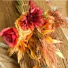 Fleurs décoratives rétro automne Rose artificielle Bouquet de mariage tenant de faux accessoires de décoration Vintage maison automne décor