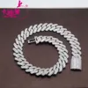 12Mm Sier Necklace Hiphop 3 Rows White Moissanite Iced Out Cuban Link Chain Men Gifts