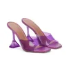 Slippers Transparent Crystal Heel Women's Summer Amina Fashion Wine Glass Square Toe Sandals