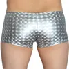 Cuecas masculinas 3D brilhantes boxers couro como bolsa troncos estrela faux boxer roupa interior corte quadrado calças curtas