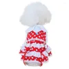 Vêtements de chien Mignon Dots Robe Été Pet Jupe Fille Vêtements Princesse Costumes Yorkshire Poméranie Caniche Bichon Schnauzer Robes XL