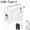 USB+Type-C phone laptop chargers 120W Wall Adapter EU/US/UK Fast Charger adapted for Samsung Iphone Xiaomi