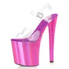 Sandalen Crystal Stripper Damen Rosa Plattform 20 cm Super High Thin Heeled 8 Zoll Nachtclub Pole Dance Schuhe Show Sexy Sandale