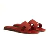 Gratis frakt med Box Chypre Sandal Women Designer Slides tofflor Päls Shearling Leather Canvas Slide Oran Slipper Orange Red Luxury Womens Summer Sandal