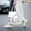 Einkaufstaschen Custom Dalmatiner Qui Dort Canvas Frauen Tragbare Lebensmittel Cartoon Hund Tote Shopper