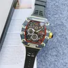 Relógio de luxo masculino top fashion versão digital esqueleto dial caixa padrão de fibra completa safira japonesa relógio de alta qualidade relógio esportivo de designer masculino 2023
