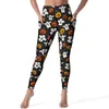 Kvinnors leggings skrämmande halloween yoga byxor fickor häxor tryck sexig hög midja vintage sportstyster elastiska gymnelaggins