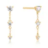Studörhängen fina smycken 14K Solid Gold Ladies Dingle Long Link Chain Drop Natural Diamond Tassel for Women Gift