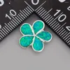 Boucles d'oreilles KONGMOON Plumeria Kiwi vert opale de feu plaqué argent bijoux pour femmes Piercing