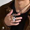 Hanger Kettingen Vnox Cool Fashion Haaientand Voor Mannen Jongen Rvs Dierlijke Tanden Kraag Verstelbare Zwarte Touw Ketting