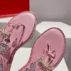 Sandali con fiocco in cristallo con strass Infradito Tacco piatto Punta tonda Designer di lusso da donna Suola in cuoio Scarpe casual di alta qualità taglia 35-43