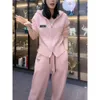 Advanced and Fashionable Korean Version Set for Women's 2023 Autumn/winter New Hooded Sequin Knit Cardigan+plush Wide Leg Pants