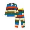 Pijamas masculinos pijamas homens retro mod quarto kilim outono cores duas peças soltas pijama conjunto de mangas compridas moda oversize casa terno