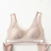 Bras sexiga underkläderkvinnor pressar upp för plusstorlek sömlös spets bh frontstängning trådlös samla brassiere bralette