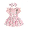 Clothing Sets Blotona My First Easter Baby Girl Outfit Short Sleeve Romper Dress Suspender Skirt Headband Clothes Set