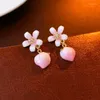 Kolczyki Dangle Kaitin Rhinestone kroplowe kwiat oleju dla kobiet Pink brzoskwiniowe serce 2024 W hurtowni biżuterii mody