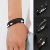 Charm-Armbänder Eif Dock Doppelschichtiges Edelstahl-Armband aus echtem handgewebtem Leder Schwarz/Braun Farbe Accessoires Schmuck für Männer