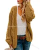 Chandails pour femmes 2024 printemps automne nouveau cardigan tricoté en lin à aiguille grossière femme moyenne longue couleur unie décontractée veste ample cardigan