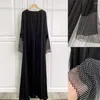 Roupas étnicas dubai muçulmano aberto abaya feminino diamante longa maxi vestidos peru quimono cardigan manto árabe kaftan islam eid ramadã femme