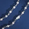 Hot Koop Stijl Rapper's Ketting Wit Goud 6Mm Sterling Sier VVS Moissanite Diamond Iced Out Bead Link Chain