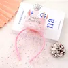 Accessoires pour cheveux, couronne, bandeau d'anniversaire pour fille, princesse, décoration mignonne et heureuse, paillettes, gaze féerique, accessoires de fête pour enfants