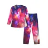 Mäns sömnkläder Underbara stjärnklara pyjama sätter hösten Galaxy Space Print Kawaii Bedroom Par 2 Piece Casual Overized Design Nightwear