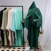 Ethnic Clothing Muslim Women Batwing Sleeve Dress With Hijab Ramadan Dubai Abaya Scarf Robe Eid Prayer Garment Islamic Arabic Kaftan