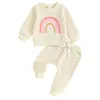 Clothing Sets 2PCS Baby Girls Fall Outfits Long Sleeve Rainbow Print Sweatshirt Pants Set Toddler Clothes