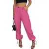 Kvinnors byxor 2024 Pocket Elastic midja snäva leggings för kvinnor vår/sommar fritid bekväm elegant pendling fast färg