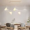 Chandeliers Led Pendant Lamp For Dining Room Interior Decor Kitchen Long Table 2024 Flowers Nordic Wood Hanging Light Fixture