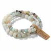 Strand 3 pièces perles de pierre naturelle ensemble de Bracelets pour hommes femmes multicouche Aventurine Agates bracelet à breloques Couple bijoux d'amitié